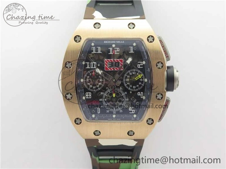 RM011 RG Chrono KVF 1:1 Best Edition Crystal Dial Black on Rubber Strap A7750 V Bold 9421