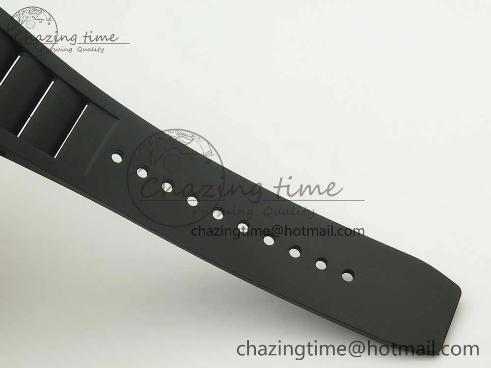 ModernLook RM011 RG Chronograph Diamonds Bezel KVF 1:1 Best Edition Crystal Skeleton Dial on Black Rubber Strap A 9464