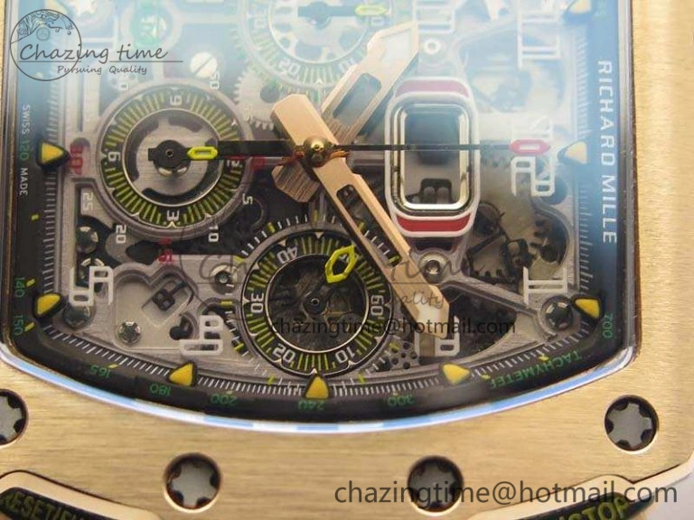 RM011 RG Chronograph RG Case KVF 1:1 Best Edition Crystal Skeleton Dial On Black Rubber Strap A Premium 9510