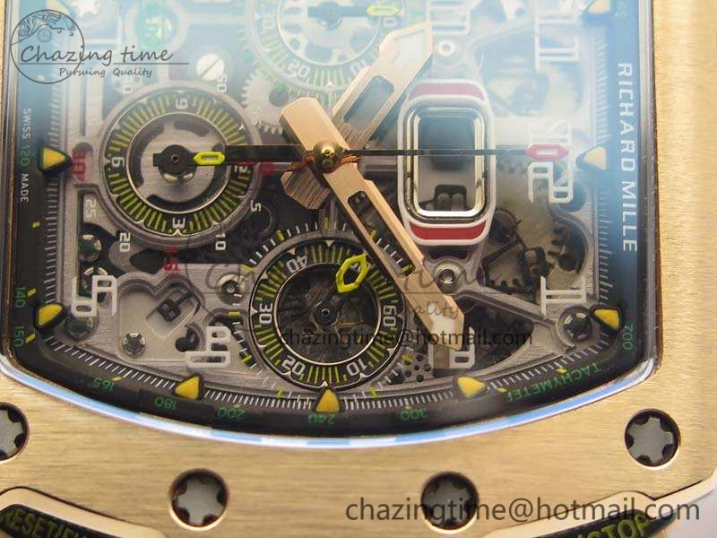 RM011 RG Chronograph RG Case KVF 1:1 Best Edition Crystal Skeleton Dial On Black Rubber Strap A Premium 9510