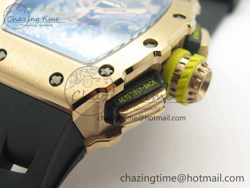 RM011 RG Chronograph RG Case KVF 1:1 Best Edition Crystal Skeleton Dial On Black Rubber Strap A Premium 9510