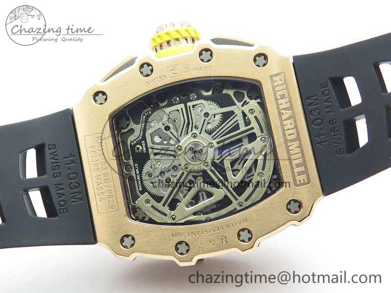 RM011 RG Chronograph RG Case KVF 1:1 Best Edition Crystal Skeleton Dial On Black Rubber Strap A Premium 9510