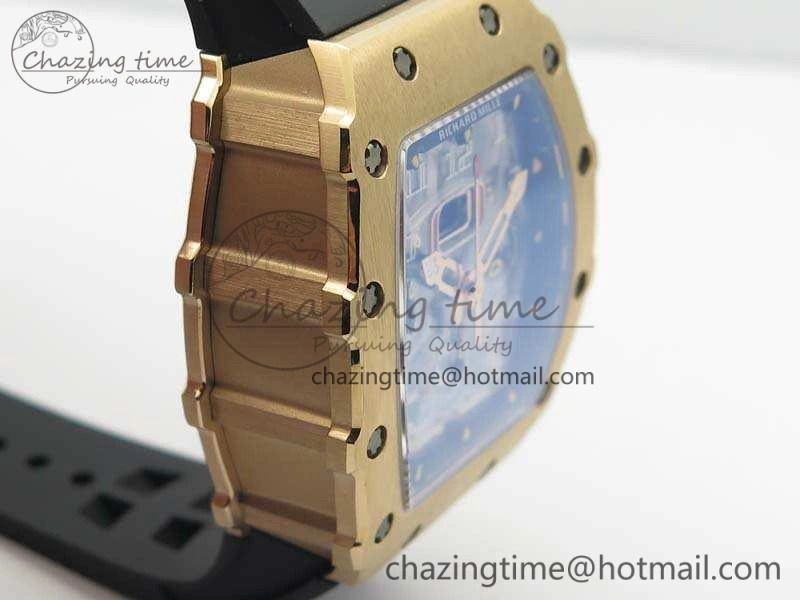 RM011 RG Chronograph RG Case KVF 1:1 Best Edition Crystal Skeleton Dial On Black Rubber Strap A Premium 9510