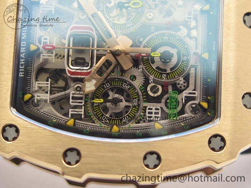 RM011 RG Chronograph RG Case KVF 1:1 Best Edition Crystal Skeleton Dial On Black Rubber Strap A Premium 9510