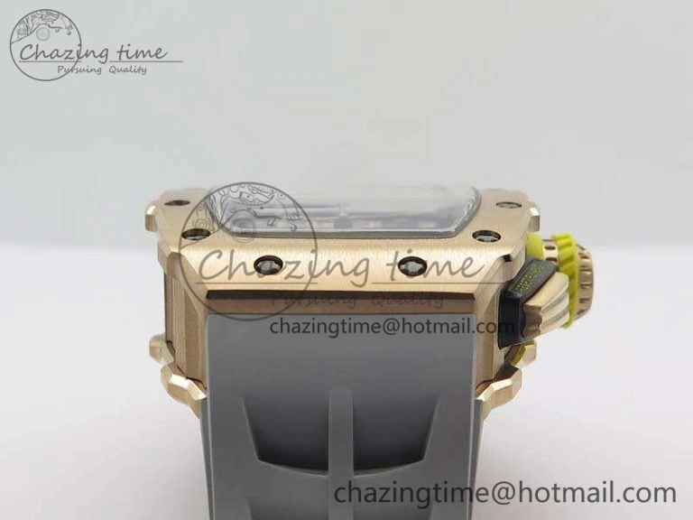 RM011 RG Chronograph RG Case KVF 1:1 Best Edition Crystal Skeleton Dial On Gray Rubber Strap A Durable 9514
