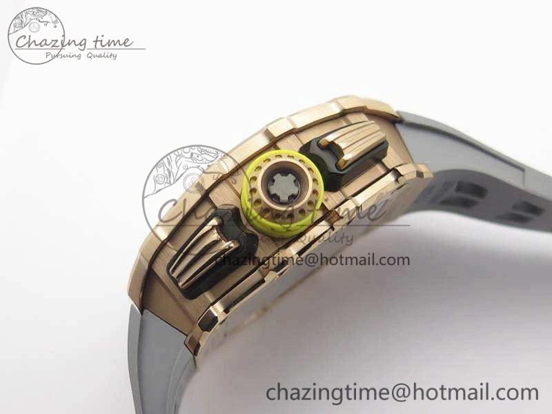 RM011 RG Chronograph RG Case KVF 1:1 Best Edition Crystal Skeleton Dial On Gray Rubber Strap A Durable 9514