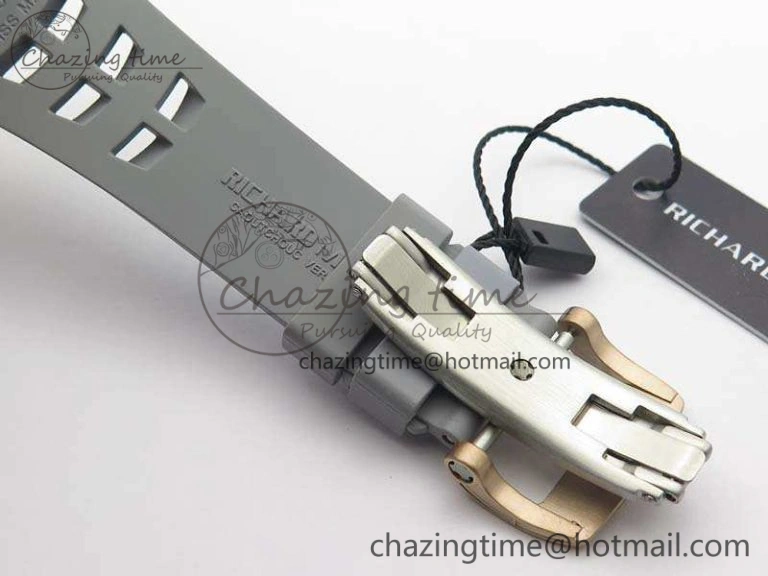 RM011 RG Chronograph RG Case KVF 1:1 Best Edition Crystal Skeleton Dial On Gray Rubber Strap A Durable 9514