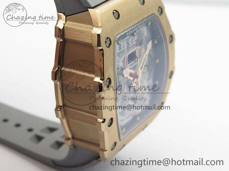 RM011 RG Chronograph RG Case KVF 1:1 Best Edition Crystal Skeleton Dial On Gray Rubber Strap A Durable 9514