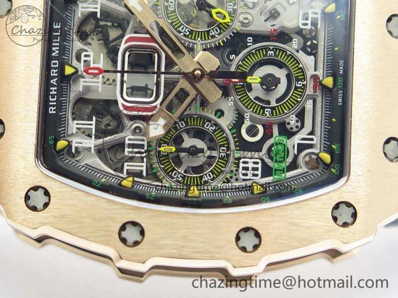 RM011 RG Chronograph RG Case KVF 1:1 Best Edition Crystal Skeleton Dial On Gray Rubber Strap A Durable 9514