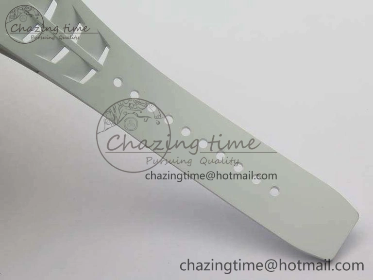 Minimalist RM011 RG Chronograph RG Case KVF 1:1 Best Edition Crystal Skeleton Dial On White Rubber Strap A 9512