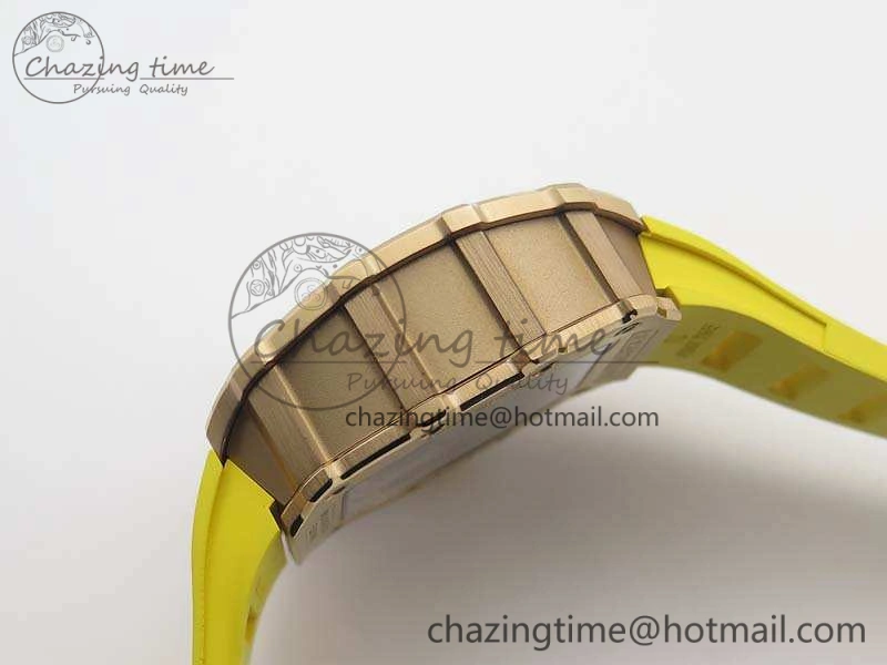 RM011 RG Chronograph RG Case KVF 1:1 Best Edition Crystal Skeleton Dial On Yellow Rubber Strap A Practical 9506