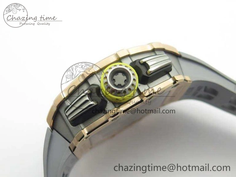 RM011 RG Chronograph SS Case KVF 1:1 Best Edition Crystal Skeleton Dial On Gray Rubber Strap A SunProtective 9515