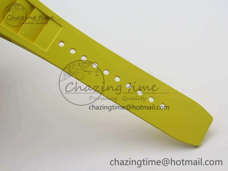Practical RM011 RG Chronograph SS Case KVF 1:1 Best Edition Crystal Skeleton Dial On Yellow Rubber Strap A 9507