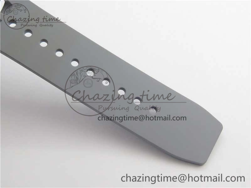 RM011 Real White Ceramic Chronograph KVF 1:1 Best Edition Crystal Skeleton Dial Blue on Gray Rubber Strap A ZipUp 9456