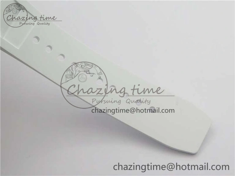 Original RM011 Real White Ceramic Chronograph KVF 1:1 Best Edition Crystal Skeleton Dial Blue on White Rubber Strap A 9455