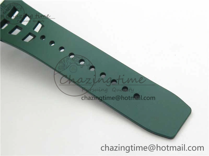 RM011 Real White Ceramic Chronograph KVF 1:1 Best Edition Crystal Skeleton Dial Green on Rubber Strap A ModernLook 9460