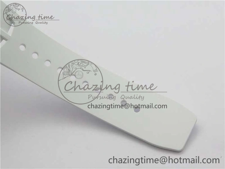 RM011 Real White Ceramic Chronograph KVF 1:1 Best Edition Crystal Skeleton Dial Green on Rubber Strap A ModernLook 9460