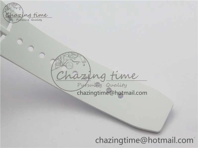 RM011 Real White Ceramic Chronograph KVF 1:1 Best Edition Crystal Skeleton Dial Green on Rubber Strap A ModernLook 9460