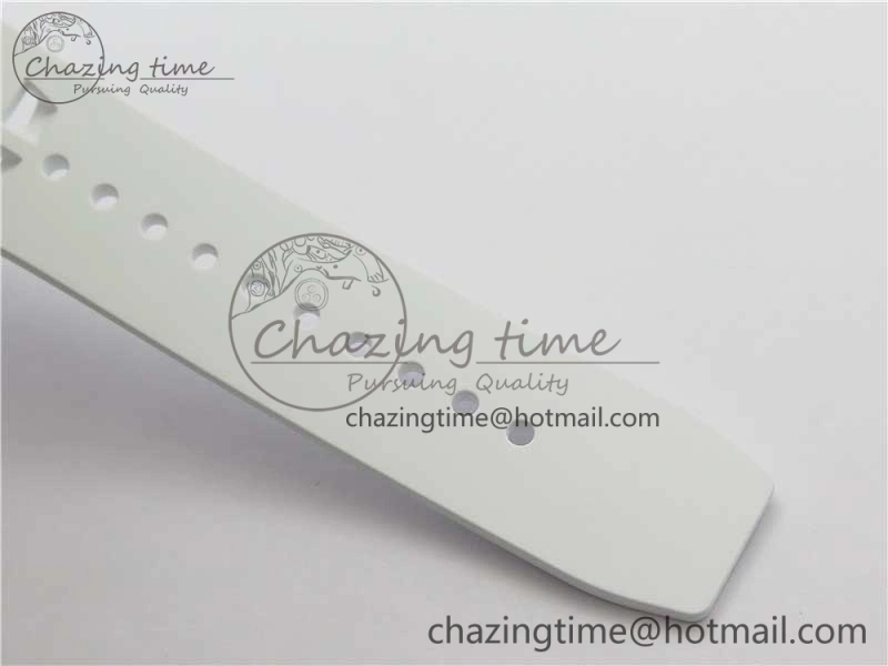 RM011 Real White Ceramic Chronograph KVF 1:1 Best Edition Crystal Skeleton Dial Green on Rubber Strap A ModernLook 9460