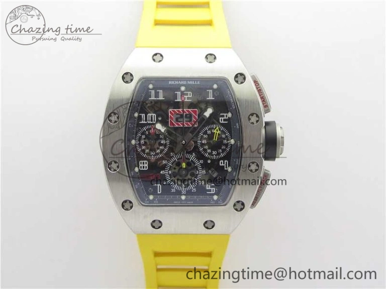 Colorful RM011 SS Chrono KVF 1:1 Best Edition Crystal Dial Black on Rubber Strap A7750 V 9426