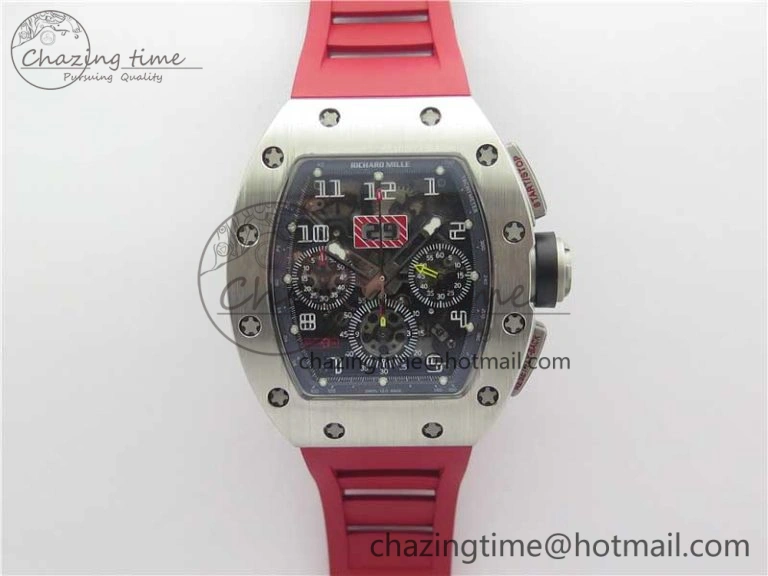 Colorful RM011 SS Chrono KVF 1:1 Best Edition Crystal Dial Black on Rubber Strap A7750 V 9426