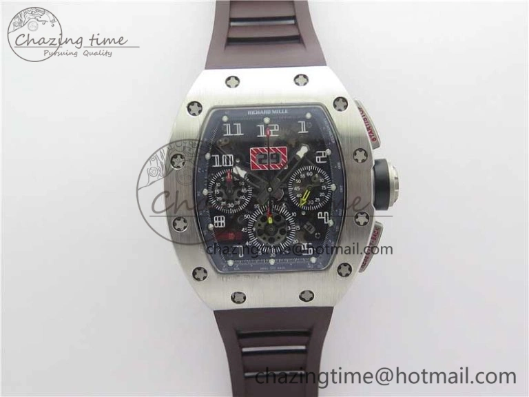 Colorful RM011 SS Chrono KVF 1:1 Best Edition Crystal Dial Black on Rubber Strap A7750 V 9426