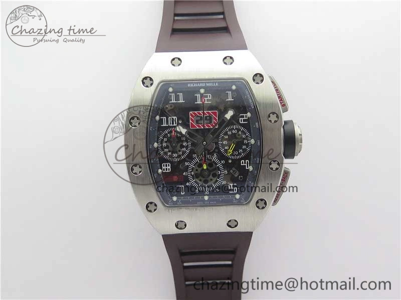 Colorful RM011 SS Chrono KVF 1:1 Best Edition Crystal Dial Black on Rubber Strap A7750 V 9426