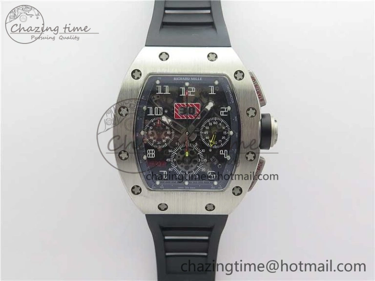 Colorful RM011 SS Chrono KVF 1:1 Best Edition Crystal Dial Black on Rubber Strap A7750 V 9426