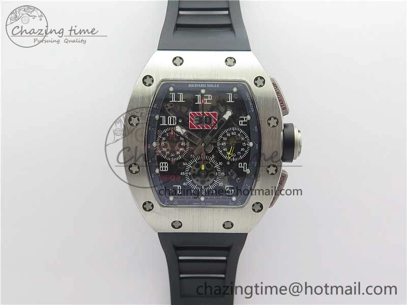 Colorful RM011 SS Chrono KVF 1:1 Best Edition Crystal Dial Black on Rubber Strap A7750 V 9426
