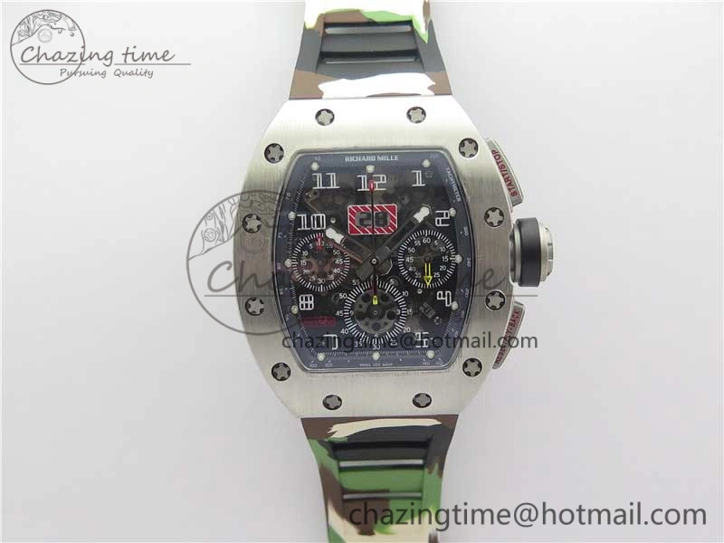 Colorful RM011 SS Chrono KVF 1:1 Best Edition Crystal Dial Black on Rubber Strap A7750 V 9426