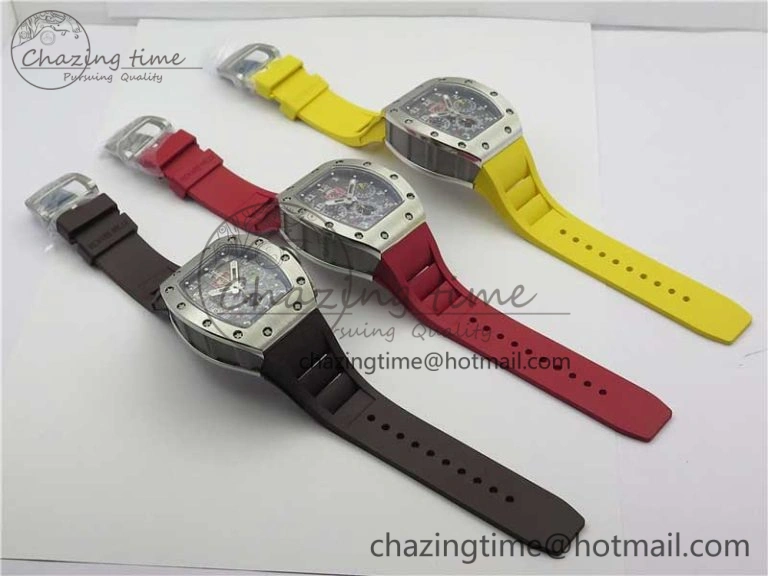 Colorful RM011 SS Chrono KVF 1:1 Best Edition Crystal Dial Black on Rubber Strap A7750 V 9426