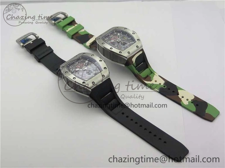 Colorful RM011 SS Chrono KVF 1:1 Best Edition Crystal Dial Black on Rubber Strap A7750 V 9426