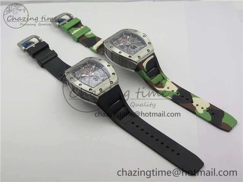 Colorful RM011 SS Chrono KVF 1:1 Best Edition Crystal Dial Black on Rubber Strap A7750 V 9426