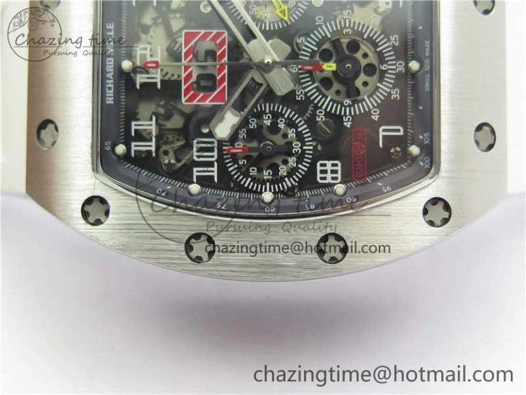 Colorful RM011 SS Chrono KVF 1:1 Best Edition Crystal Dial Black on Rubber Strap A7750 V 9426