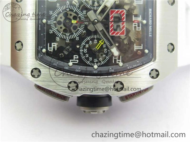 Colorful RM011 SS Chrono KVF 1:1 Best Edition Crystal Dial Black on Rubber Strap A7750 V 9426