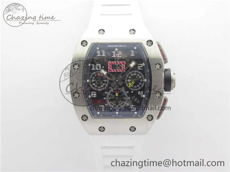 Colorful RM011 SS Chrono KVF 1:1 Best Edition Crystal Dial Black on Rubber Strap A7750 V 9426