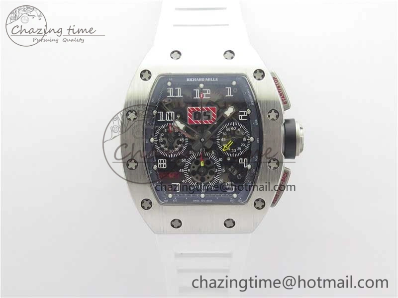 Colorful RM011 SS Chrono KVF 1:1 Best Edition Crystal Dial Black on Rubber Strap A7750 V 9426