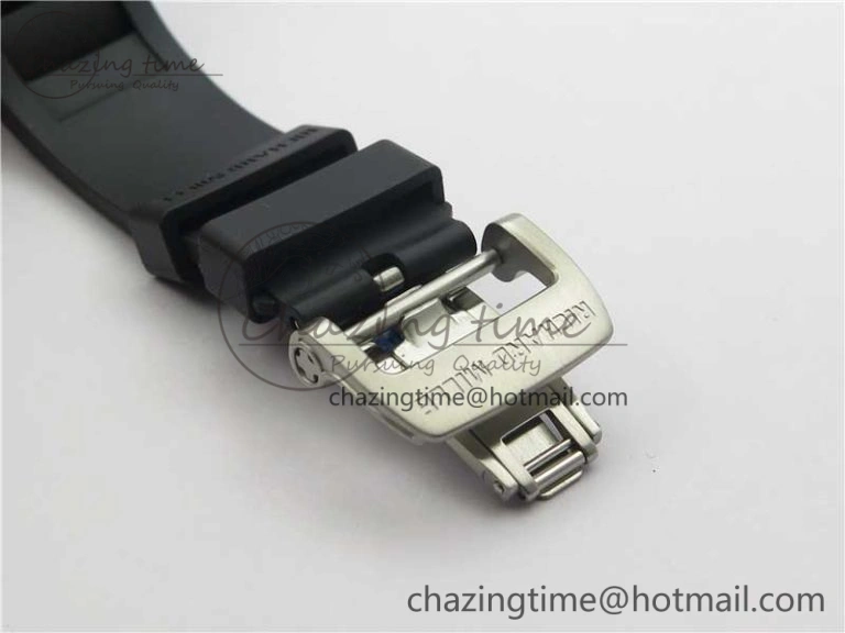 ZeroBulk RM011 SS Chrono KVF 1:1 Best Edition Diamonds Bezel Crystal Dial Black on Black Rubber Strap A7750 V 9419
