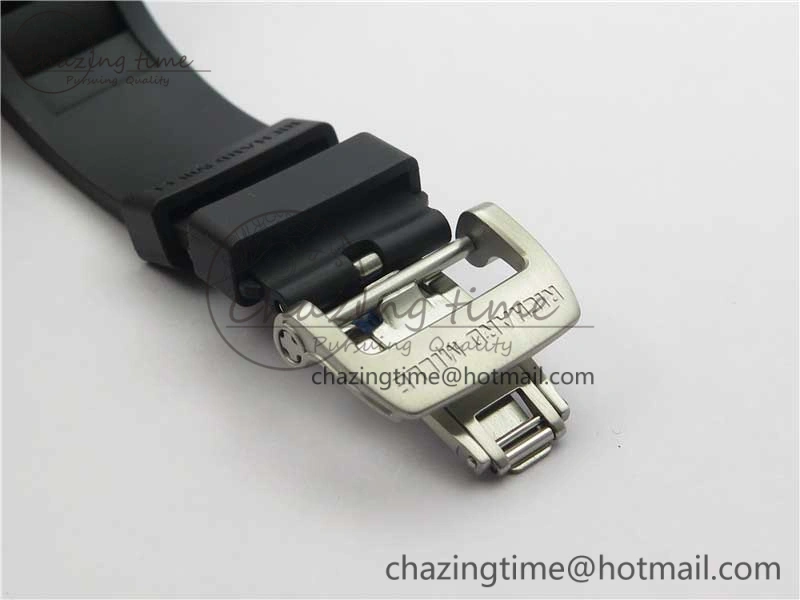 ZeroBulk RM011 SS Chrono KVF 1:1 Best Edition Diamonds Bezel Crystal Dial Black on Black Rubber Strap A7750 V 9419
