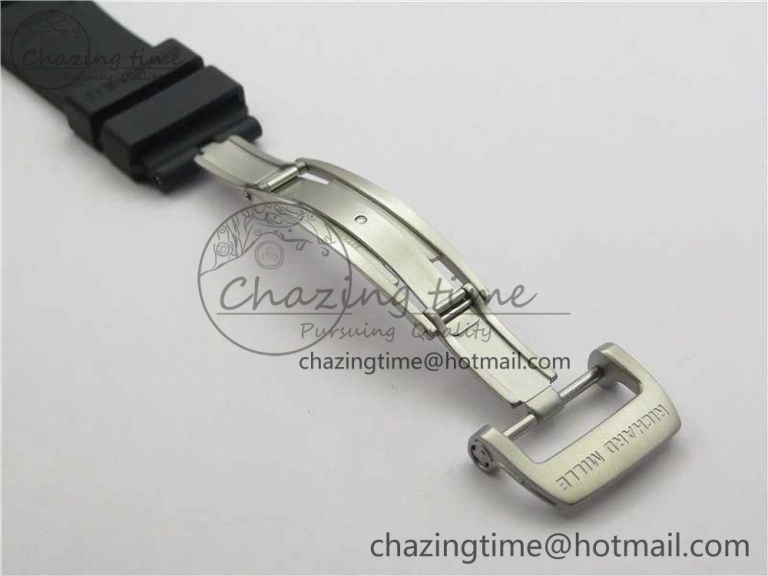 ZeroBulk RM011 SS Chrono KVF 1:1 Best Edition Diamonds Bezel Crystal Dial Black on Black Rubber Strap A7750 V 9419