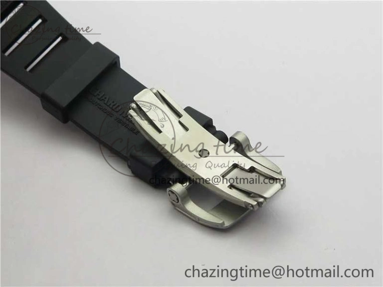 ZeroBulk RM011 SS Chrono KVF 1:1 Best Edition Diamonds Bezel Crystal Dial Black on Black Rubber Strap A7750 V 9419