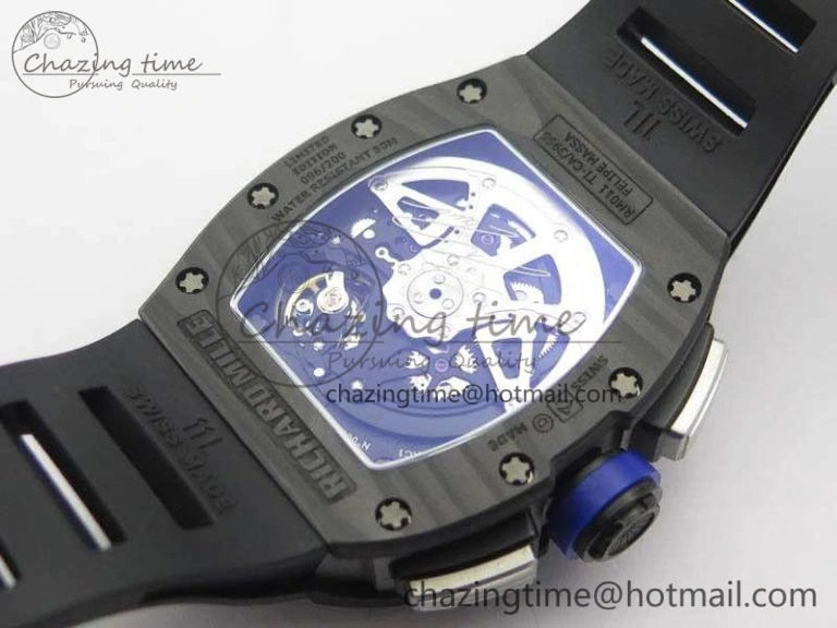 RM011 SS Felipe Massa 10th Anni KVF 1:1 Best Edition Skeleton Dial Blue On Rubber Strap A Lightweight 9542