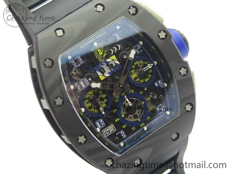 RM011 SS Felipe Massa 10th Anni KVF 1:1 Best Edition Skeleton Dial Blue On Rubber Strap A Lightweight 9542