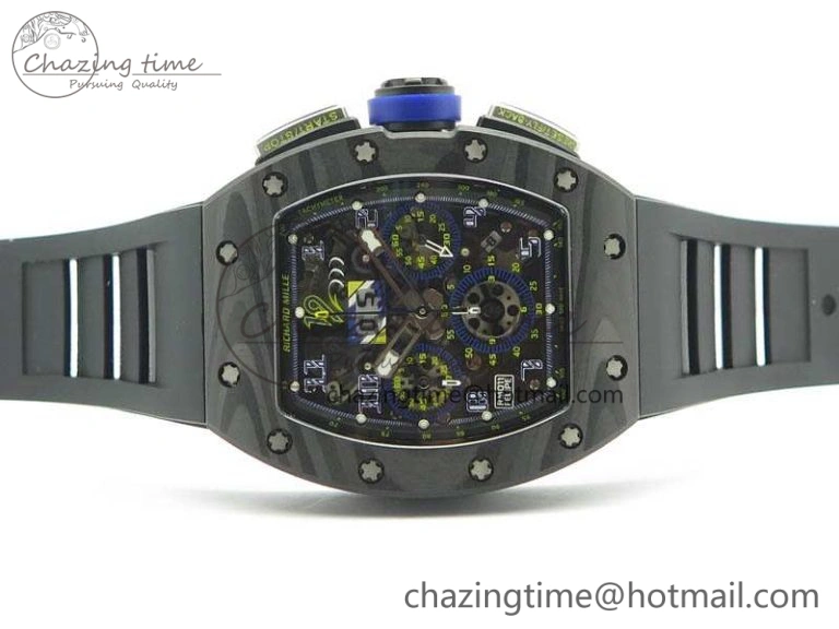 RM011 SS Felipe Massa 10th Anni KVF 1:1 Best Edition Skeleton Dial Blue On Rubber Strap A Lightweight 9542