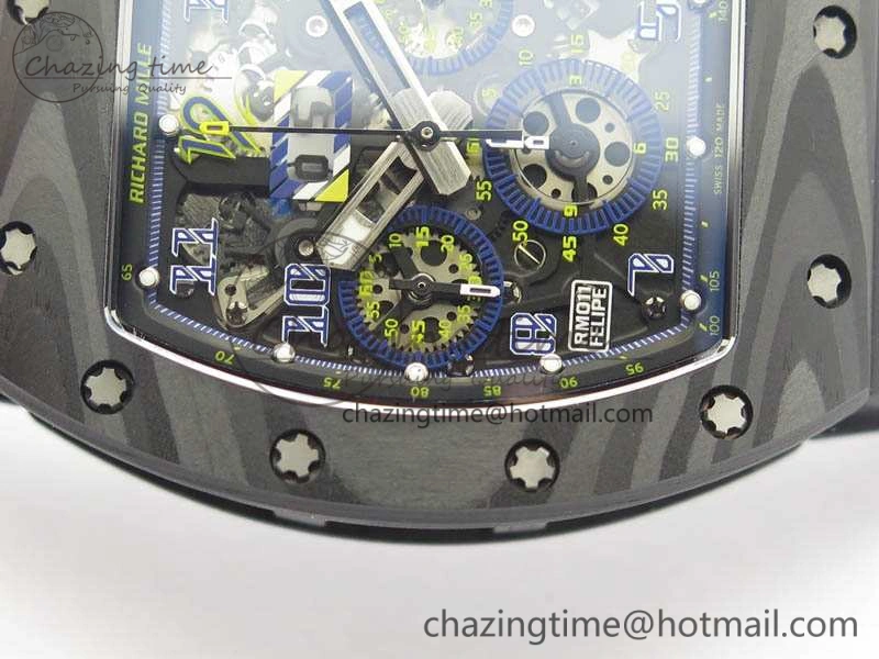 RM011 SS Felipe Massa 10th Anni KVF 1:1 Best Edition Skeleton Dial Blue On Rubber Strap A Lightweight 9542