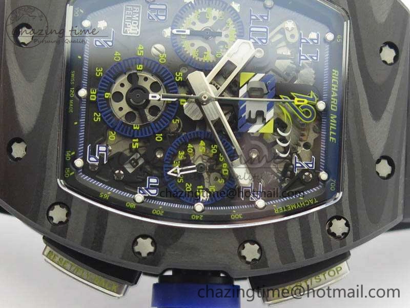 RM011 SS Felipe Massa 10th Anni KVF 1:1 Best Edition Skeleton Dial Blue On Rubber Strap A Lightweight 9542