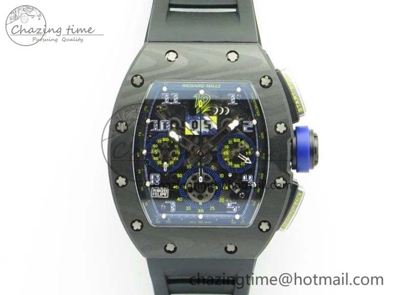 RM011 SS Felipe Massa 10th Anni KVF 1:1 Best Edition Skeleton Dial Blue On Rubber Strap A Lightweight 9542