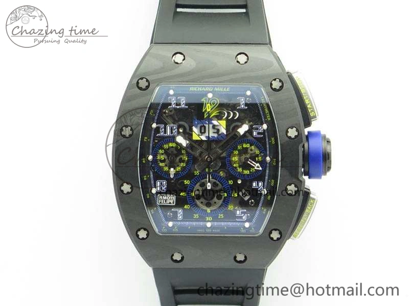 RM011 SS Felipe Massa 10th Anni KVF 1:1 Best Edition Skeleton Dial Blue On Rubber Strap A Lightweight 9542