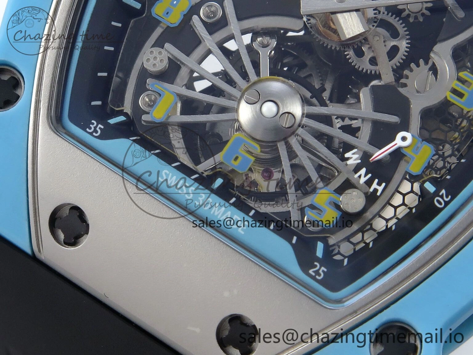 RM021 Tourbillon Blue Quartz Fiber Black Carbon RMF Best Edition on Black Rubber Strap Popular 9229