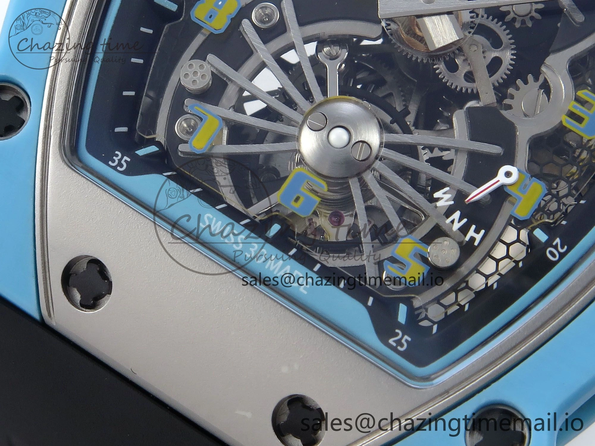 RM021 Tourbillon Blue Quartz Fiber Black Carbon RMF Best Edition on Black Rubber Strap Popular 9229